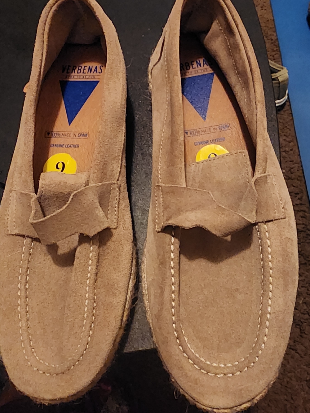 Brand  new made in spain v e r b e n as Women's Suede Loafers in Taupe